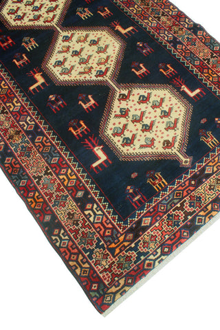 Fine Vintage Distressed Selin Navy/Ivory Runner, 4'0 x 9'8