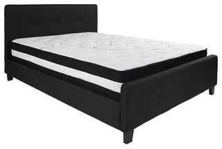 Tribeca Queen Tufted Platform Bed With Pocket Spring Mattress, Black