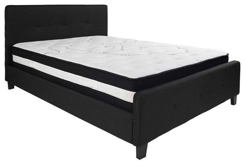 Tribeca Queen Tufted Platform Bed With Pocket Spring Mattress, Black