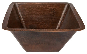 Premier Copper Products BS17DB 17" Large Square Copper Bar/Prep Sink