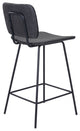 Counter Stool Chair, Set of 2, Faux Vinyl Leather, Steel, Vintage Black, Cafe