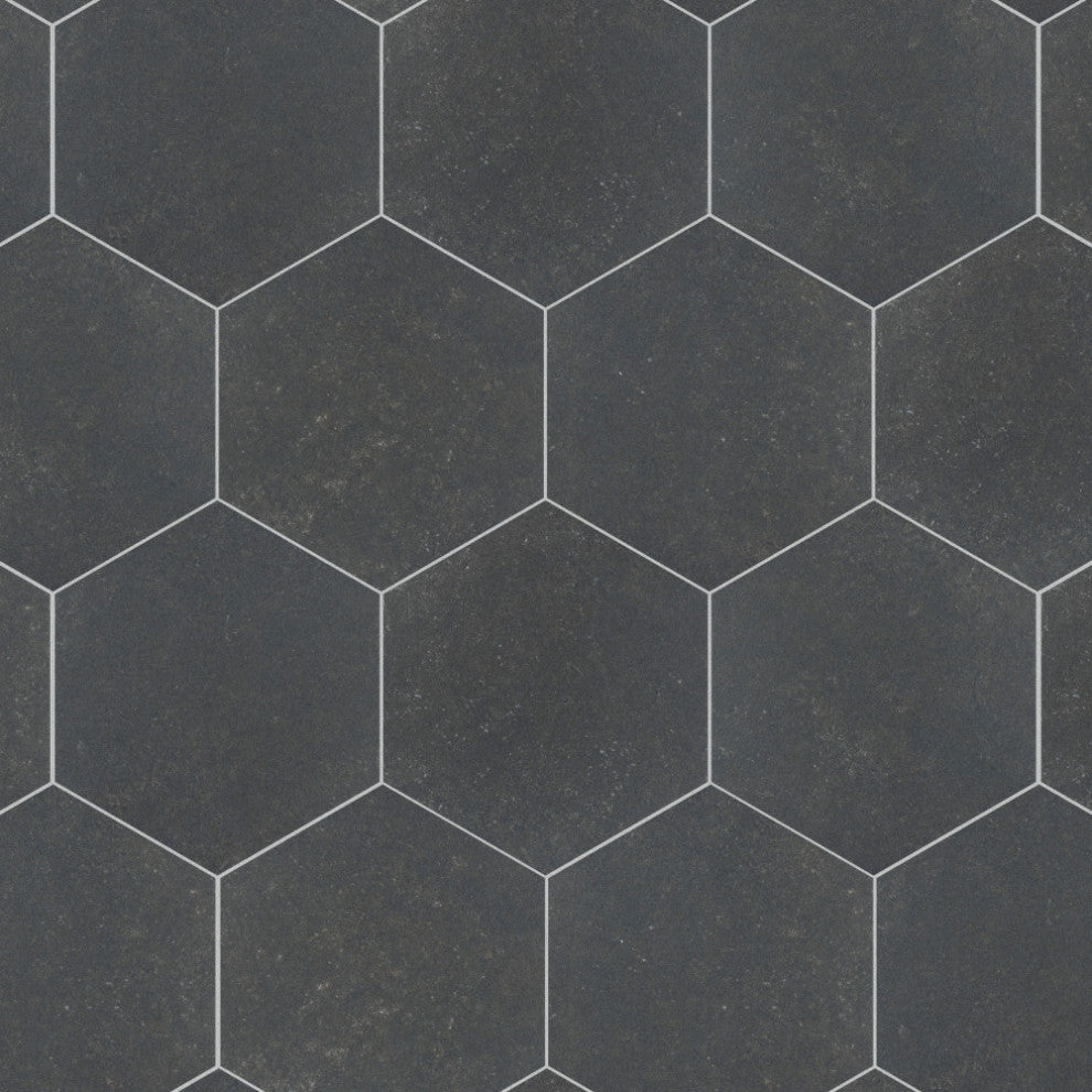 Traffic Hex Dark Grey Porcelain Floor and Wall Tile