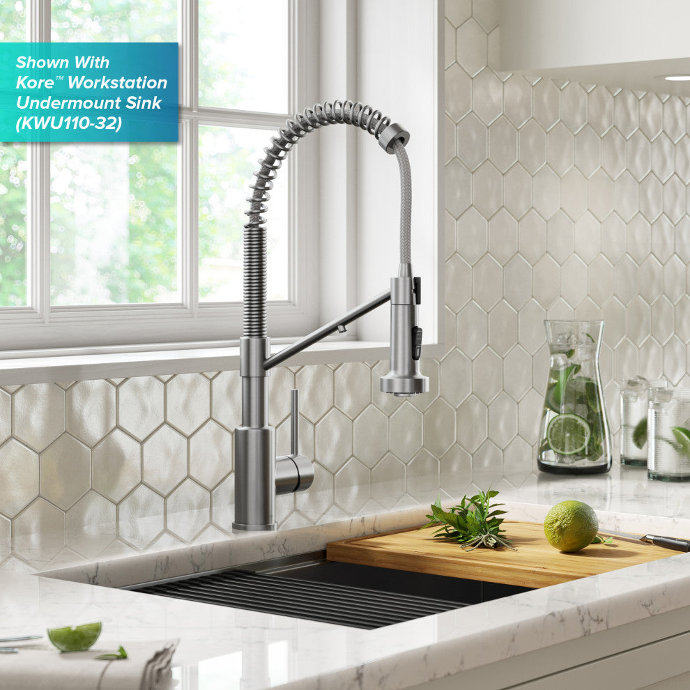 Bolden Commercial Style 2-Function Pull-Down 1-Handle 1-Hole Kitchen Faucet, Spot Free Stainless Steel (Filter Kitchen Faucet)