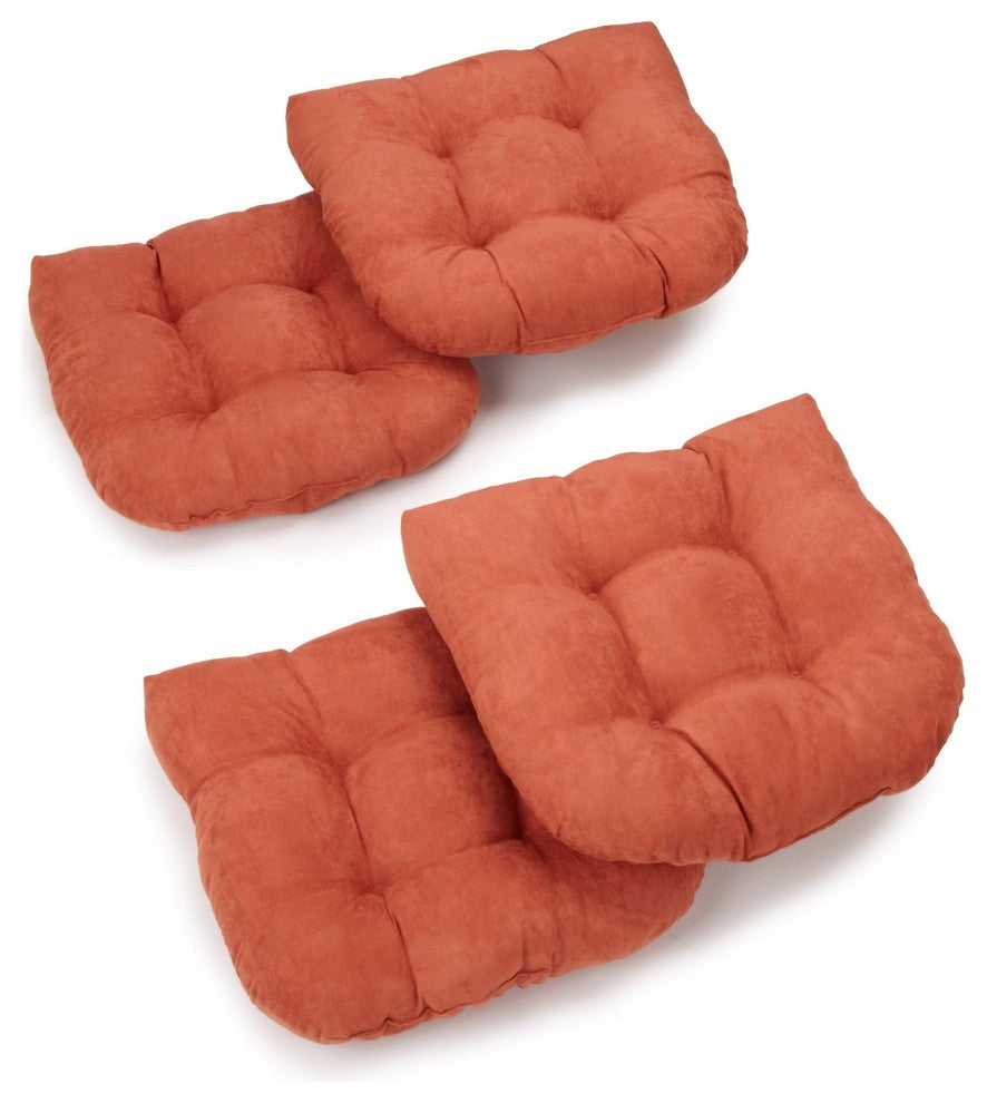 19" U-Shaped Micro Suede Tufted Dining Chair Cushions, Set of 4, Spice
