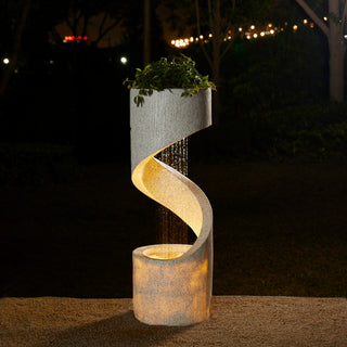 Faux Terrazzo Spiral Shaped Polyresin Fountain