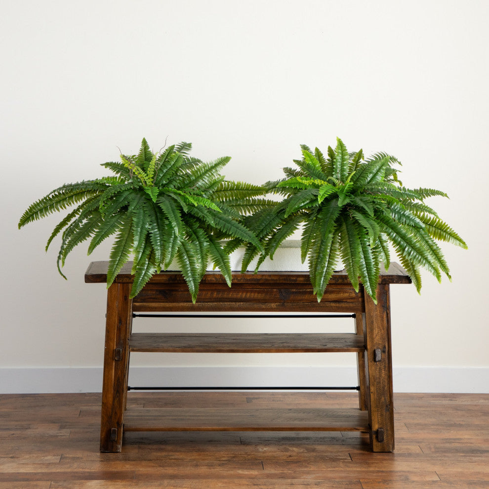 48" UV Resistant Artificial Boston Fern, Indoor/Outdoor Set of 2