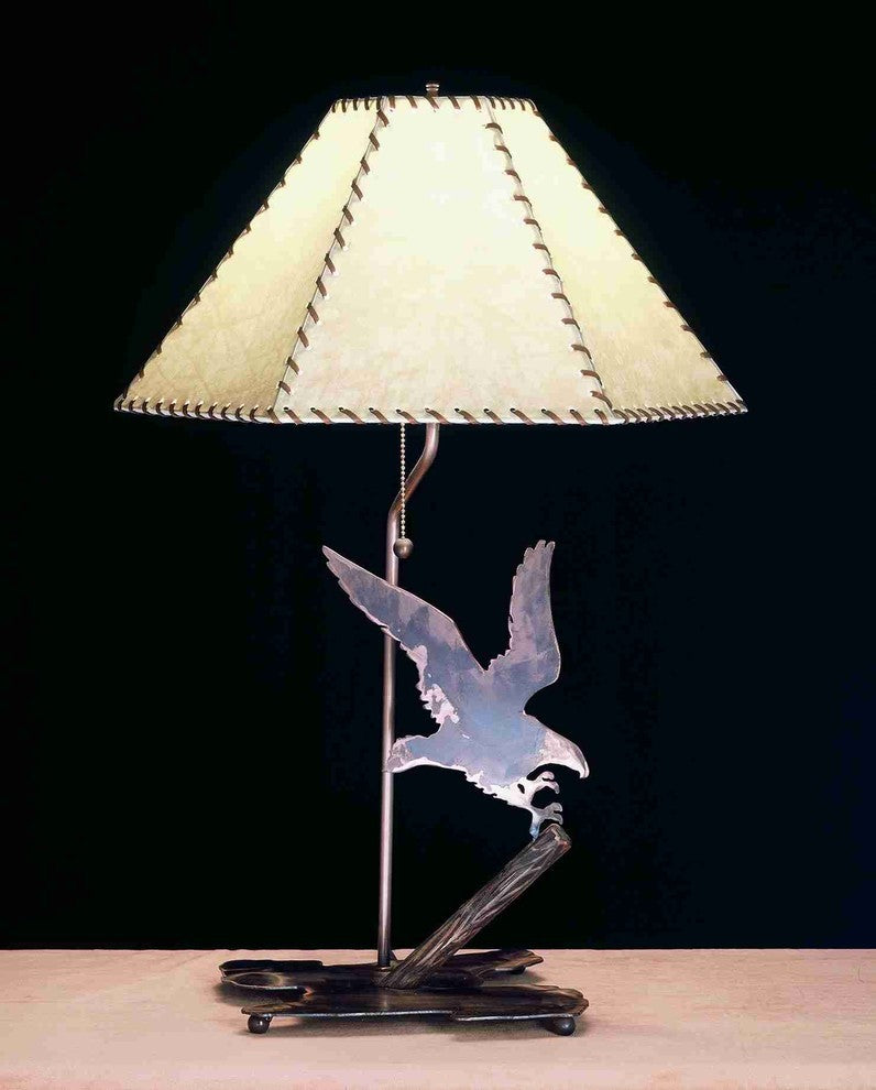 26 5"H Strike of The Eagle Faux Leather Shade Table Lamp
