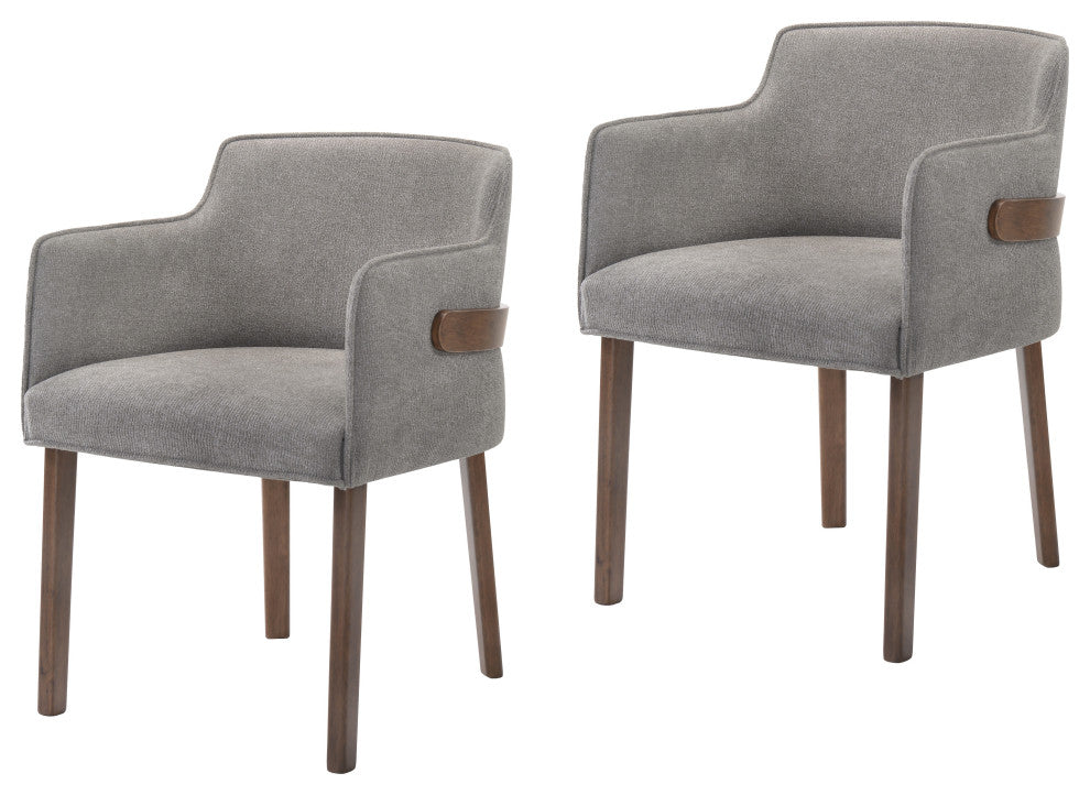 Modrest Jordan Gray and Walnut Dining Chairs, Set of 2, Charcoal