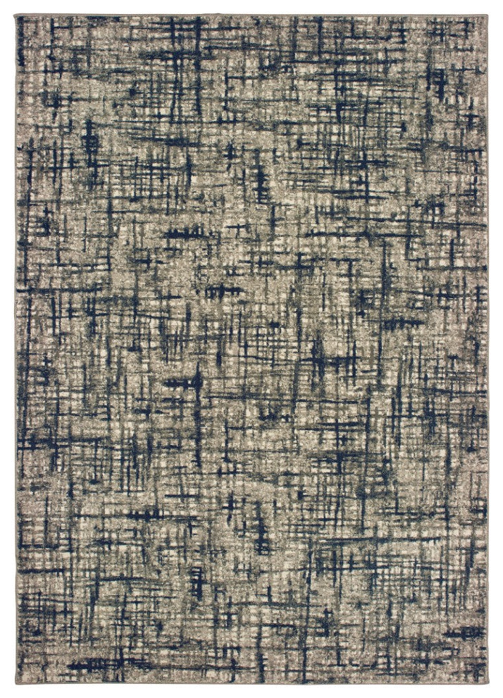 7??10??Gray And Navy Abstract Area Rug