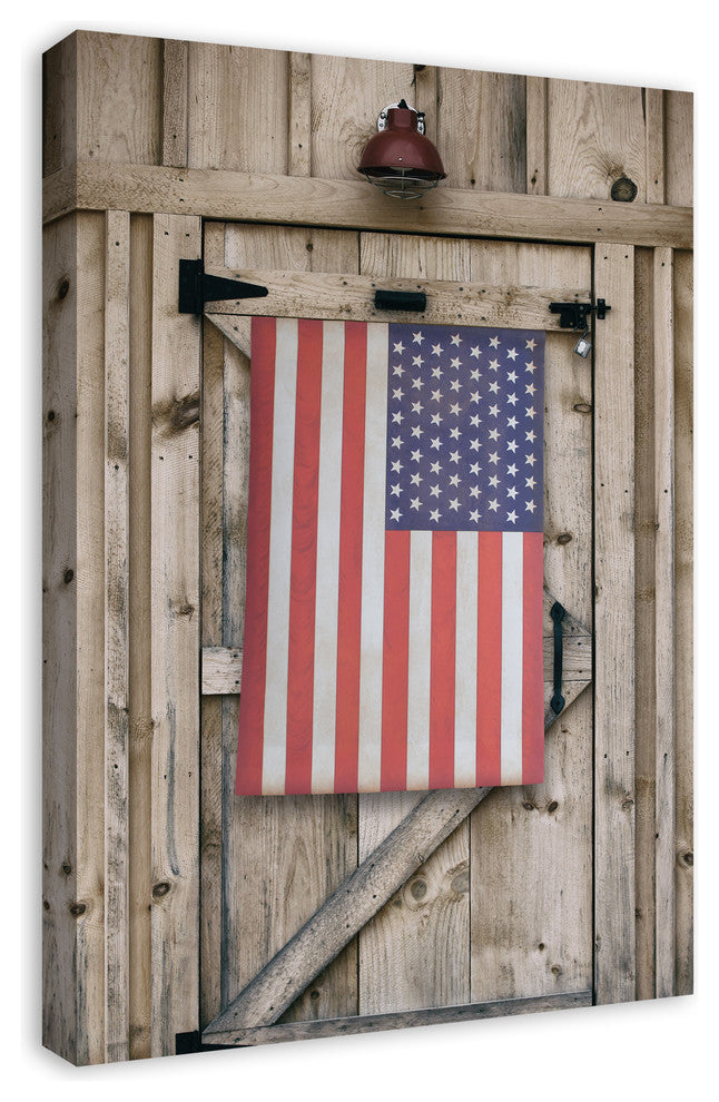 American Flag Barn Door 20x30 Canvas Wall Art