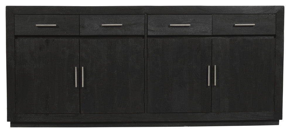 Fernious 4 Drawer 4 Door Sideboard, Dark Gray on Mango Solid Wood