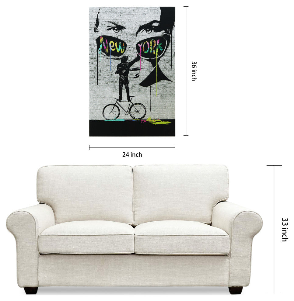 "New York Wall Glitter" High Resolution Graphic Wall Art Print on Wrapped Canvas