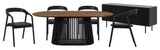 Pasadena Apache 6-Piece Oval Dining Set, With Buffet Walnut and Black Oak Finish