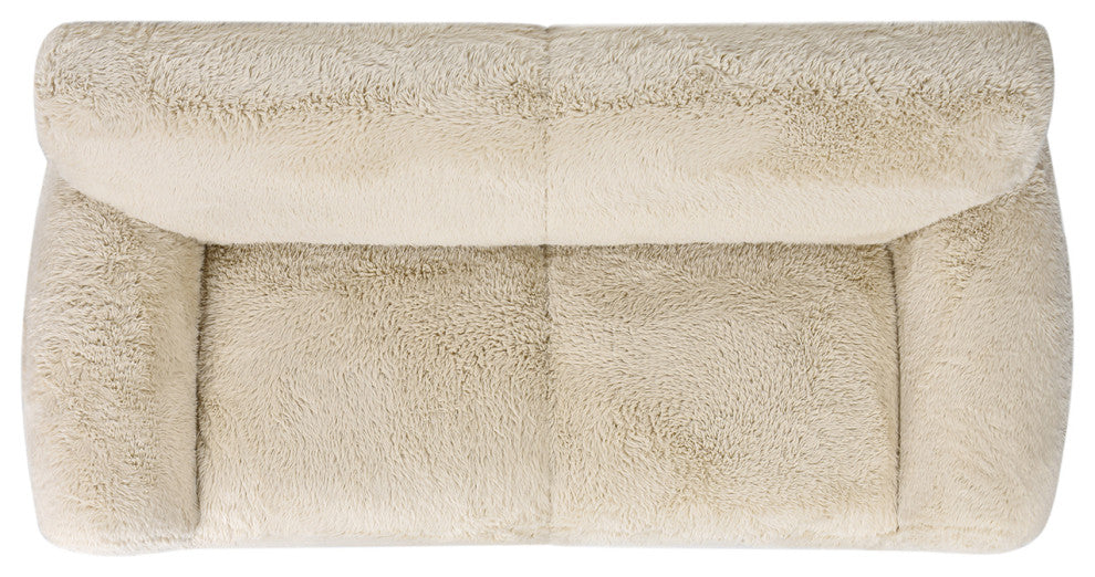 Summit 83" Sheepskin Sofa, Cream Beige Faux Fur