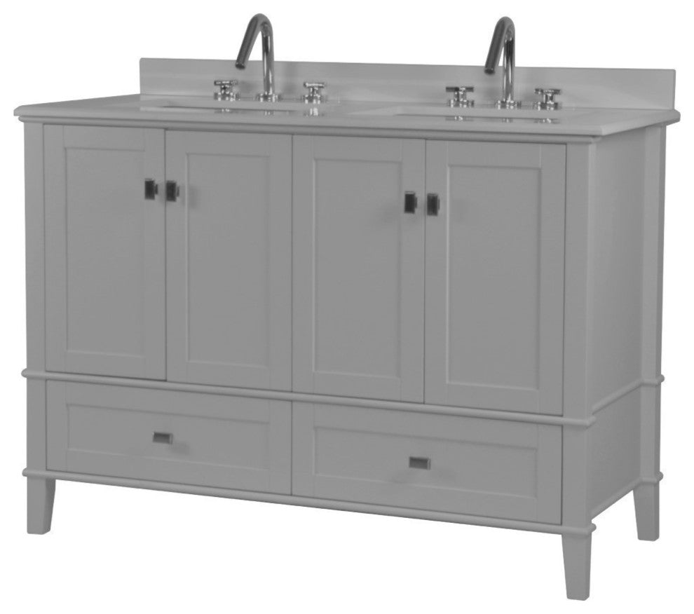 49" Double Vanity, Light Gray With Engineered Stone Top