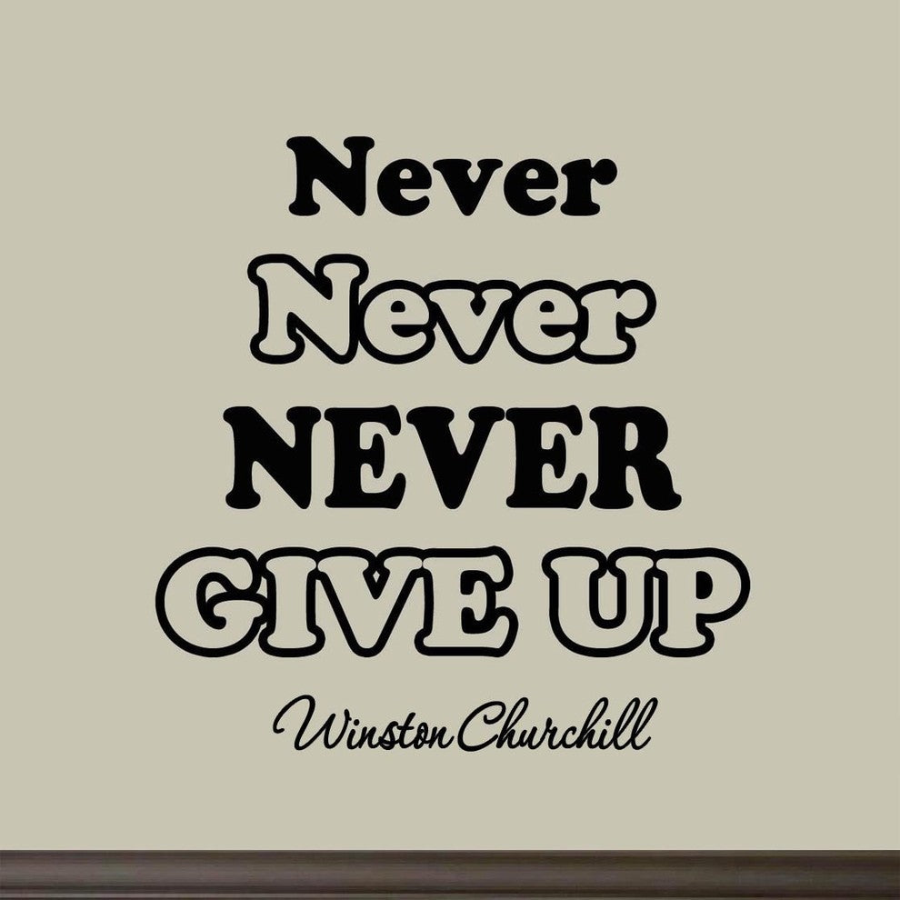 VWAQ Never Never Never Give Up Wall Decal Winston Churchill Vinyl Wall Art Decal
