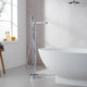 Allario Double Lever Handles Freestanding Floor Mounted Tub Filler, Polished Chome