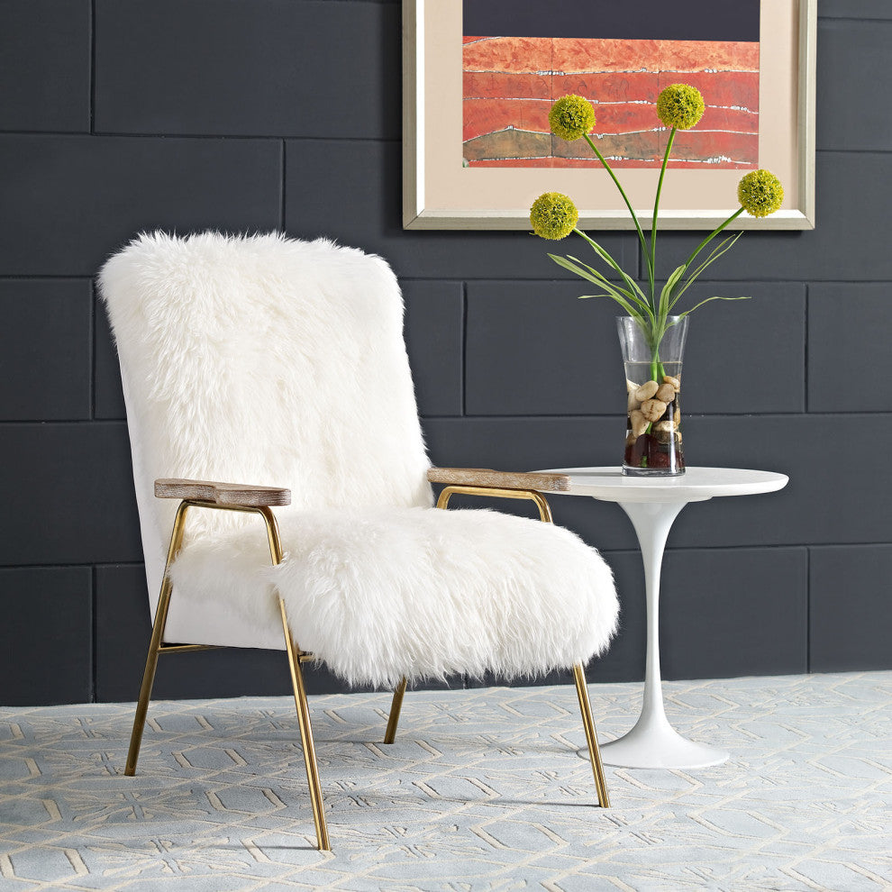 Modway Sprint Wool Armchair, Brown White