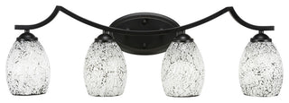 Zilo 4 Light Bath Bar, 5" Black Fusion Glass