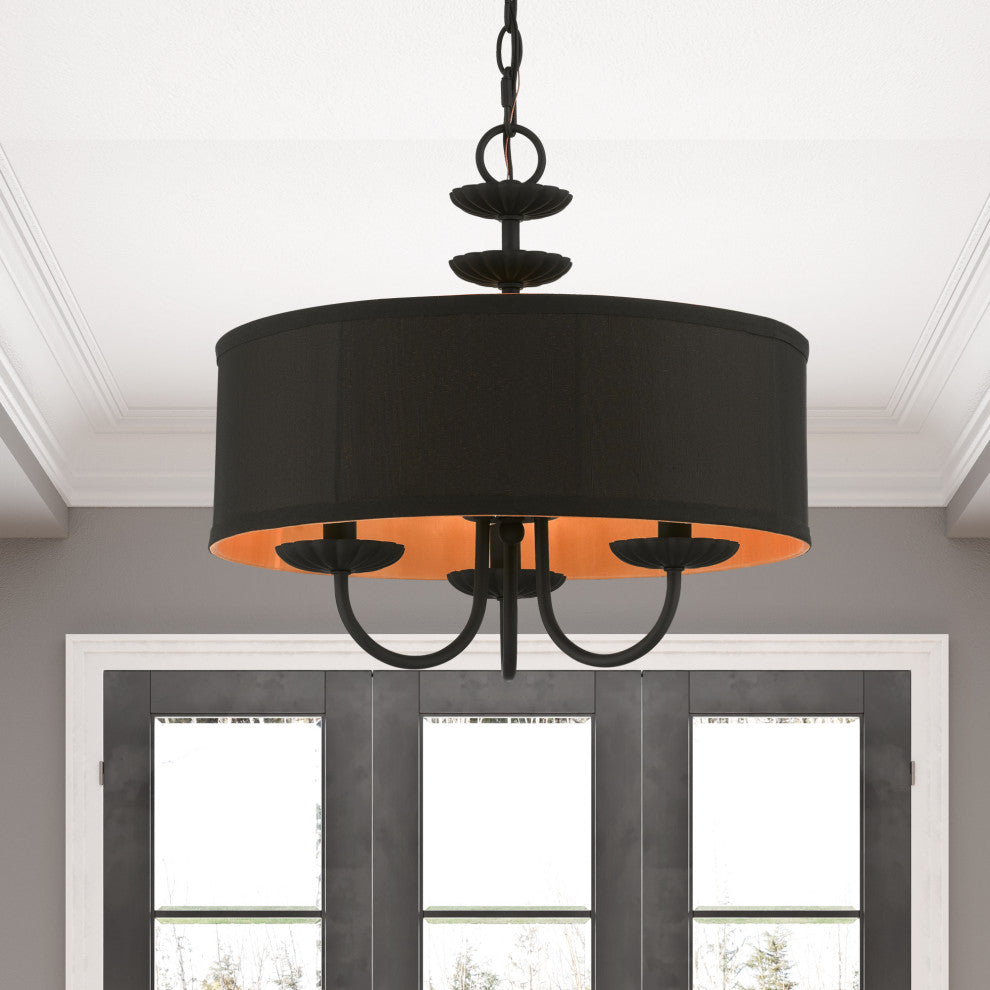 Livex Lighting 3 Light Black Pendant Chandelier