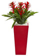 Triple Bromeliad Artificial Plant, Red Planter, Red