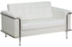 Lesley Series Melrose White LeatherSoft Loveseat with Encasing Frame