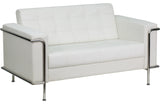 Lesley Series Melrose White LeatherSoft Loveseat with Encasing Frame