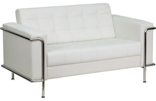 Lesley Series Melrose White LeatherSoft Loveseat with Encasing Frame