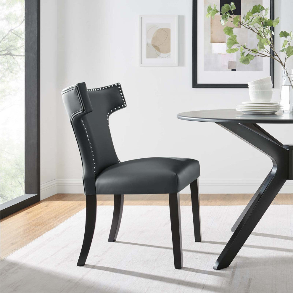 Curve Vegan Leather Dining Chair, Gray