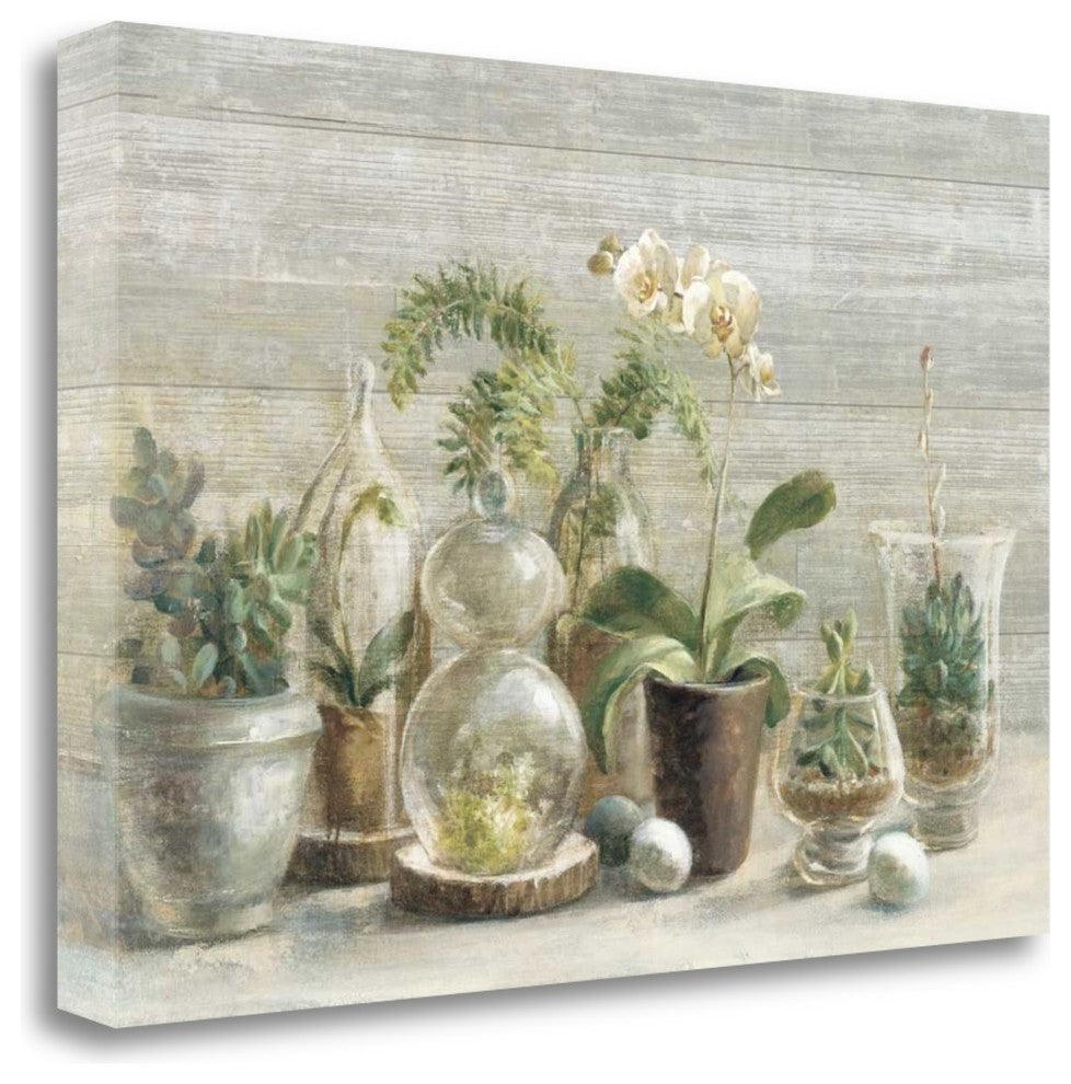 "Greenhouse Orchids On Wood" By Danhui Nai, Giclee Print on Gallery Wrap Canvas