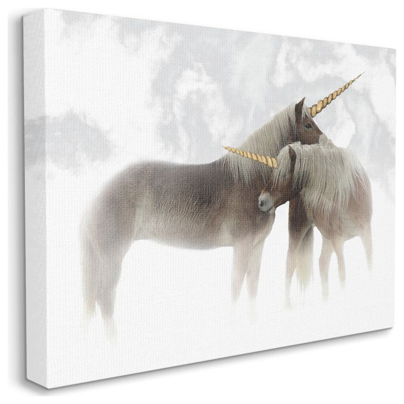 Mystic Brown Unicorn Fantasy Majestic Clouds Gold ,1pc, each 30 x 40