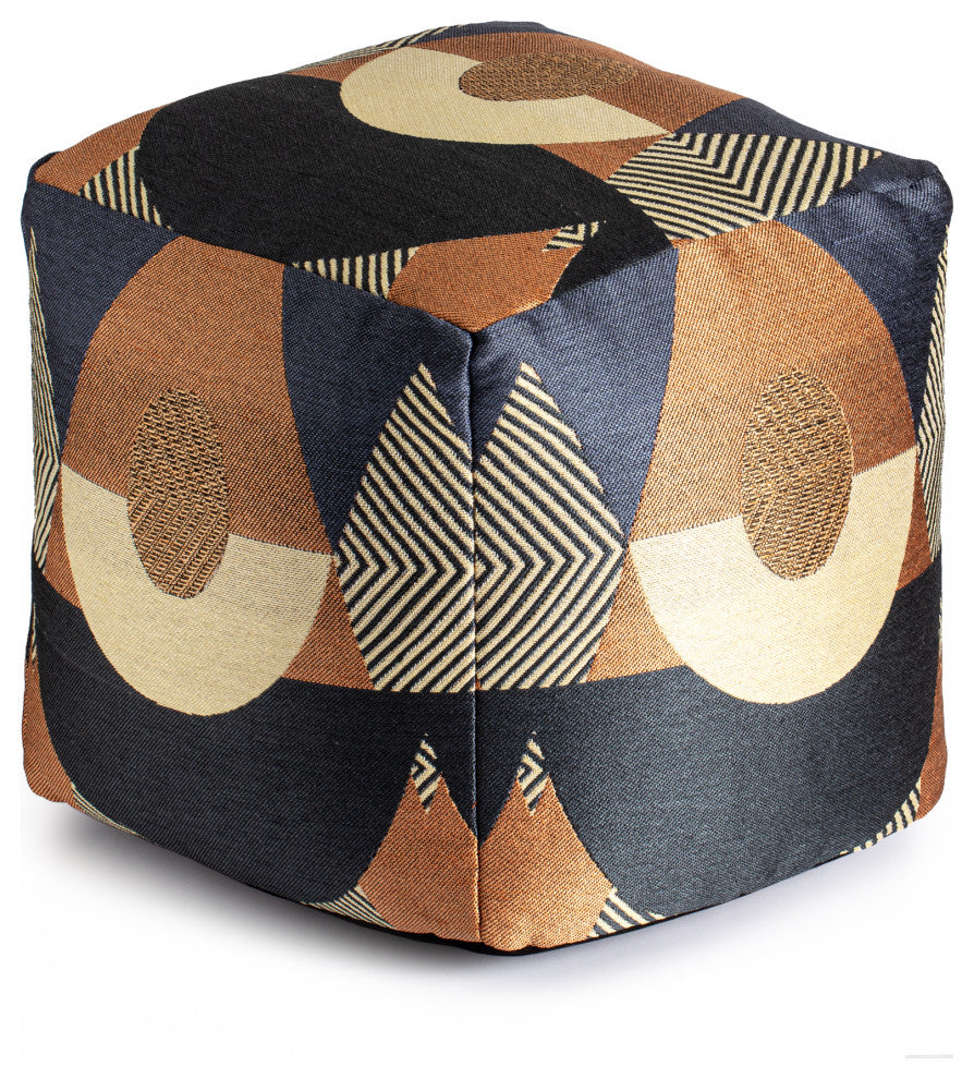 Martinique Orange 18" x 18" x 18" Multicolor Pouf
