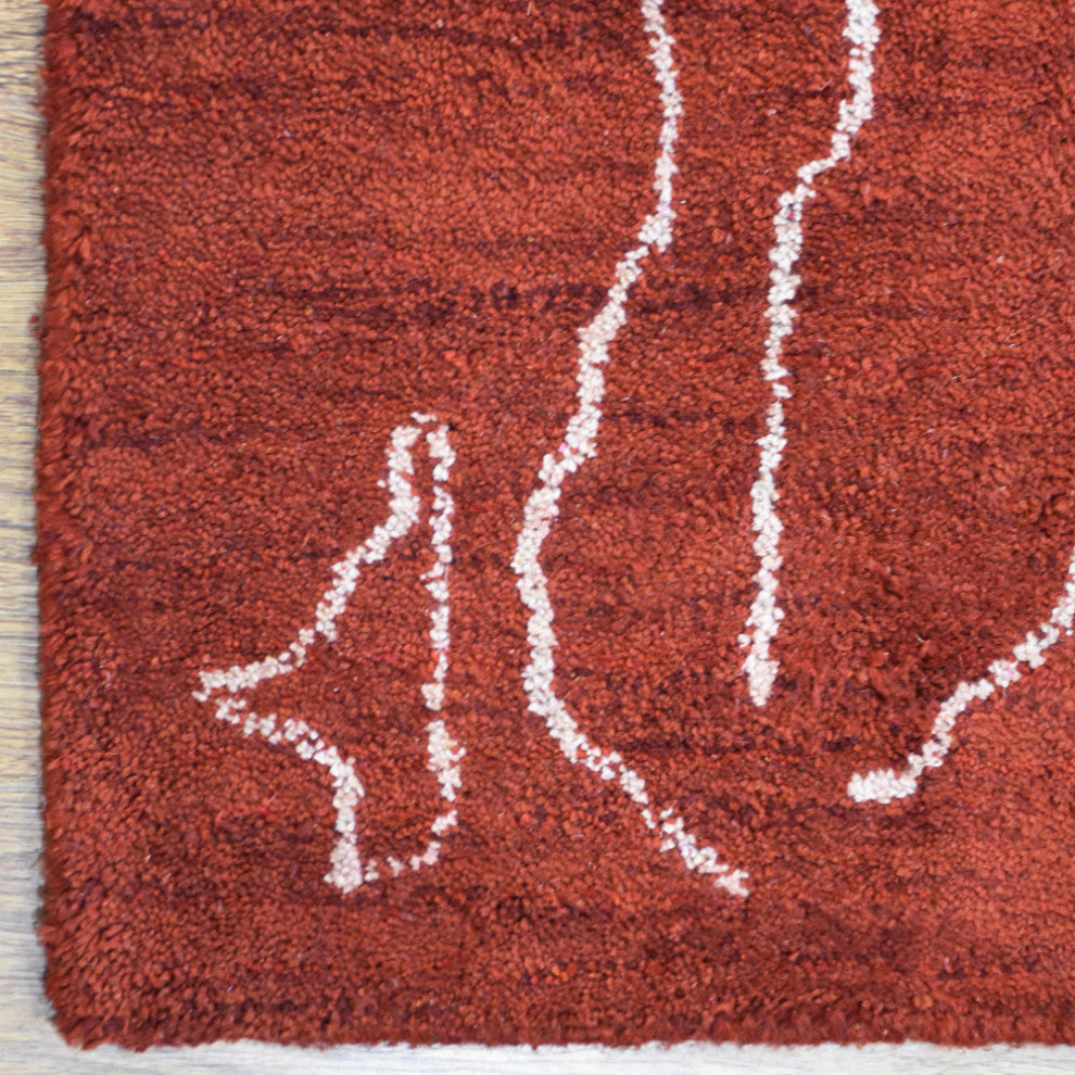 HAND KNOTTED LOOM SILK ECO-FRIENDLY RUG-6'x9',Rectangle,Red White,Contempor