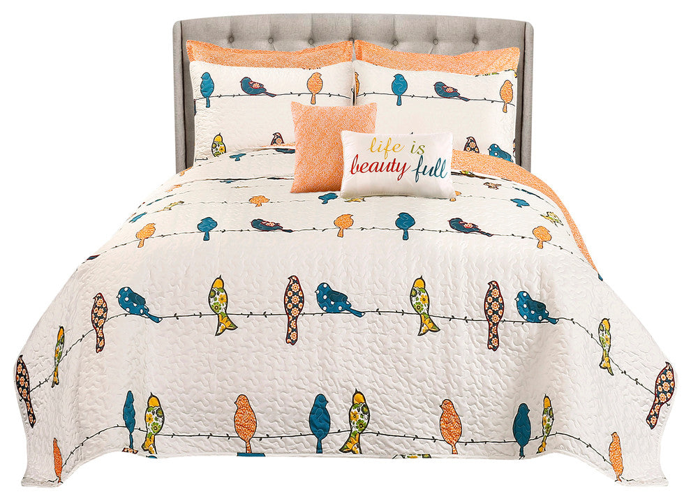 Rowley Birds Quilt Set, Multi, King