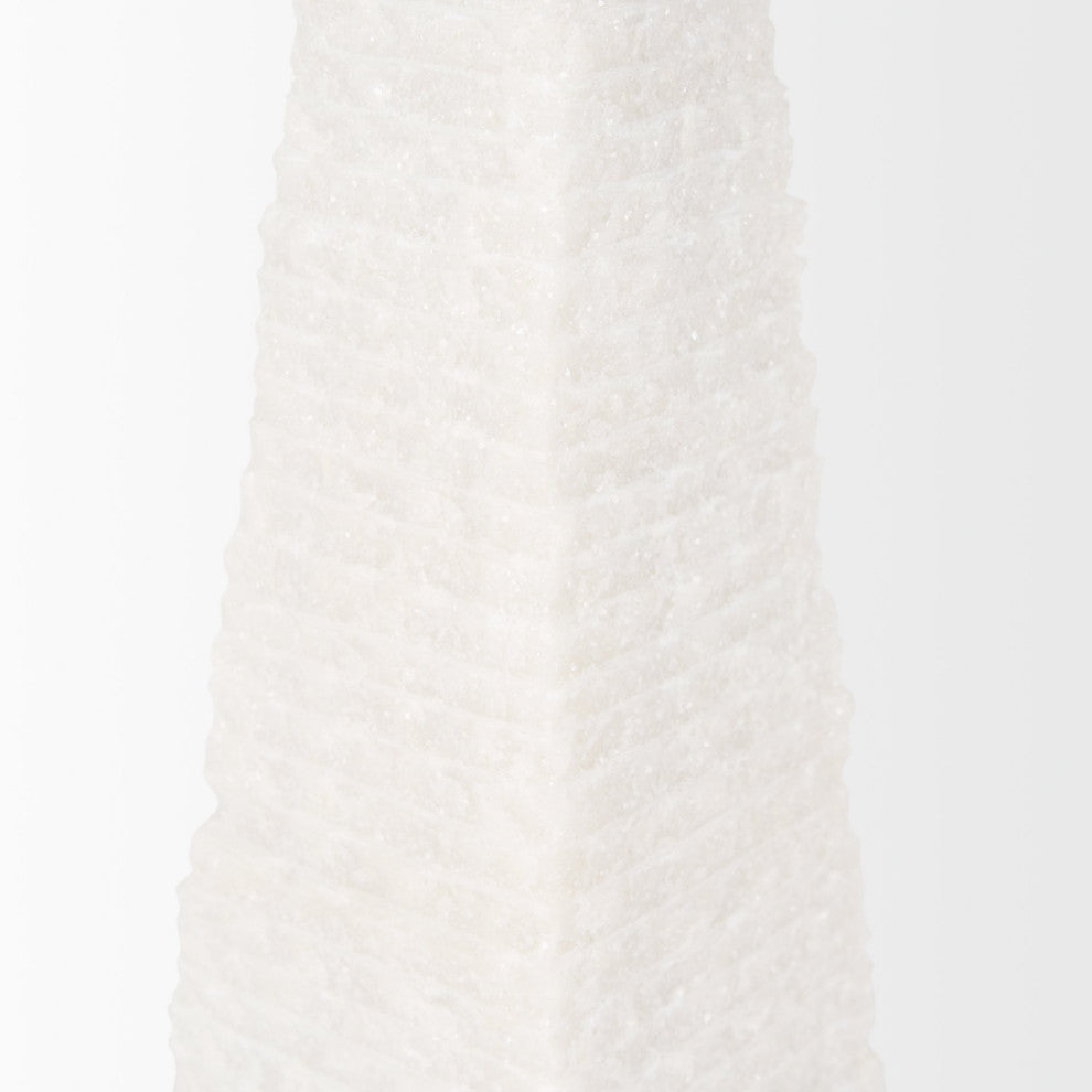 Pyramis White Rough Marble Obelisk 13"