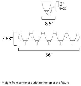 Maxim 11385 Axis 5 Light 36"W Vanity Light - Polished Chrome
