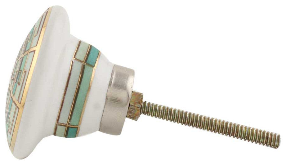 Set of 4 Emerald Gold Ceramic Knobs