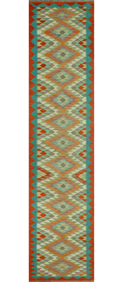 Sangat Kilim Hrytherf Rust/Blue Runner, 2'9x12'9