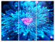 "Magical Blue Glowing Flower" Digital Metal Wall Art, 3 Panels, 36"x28"