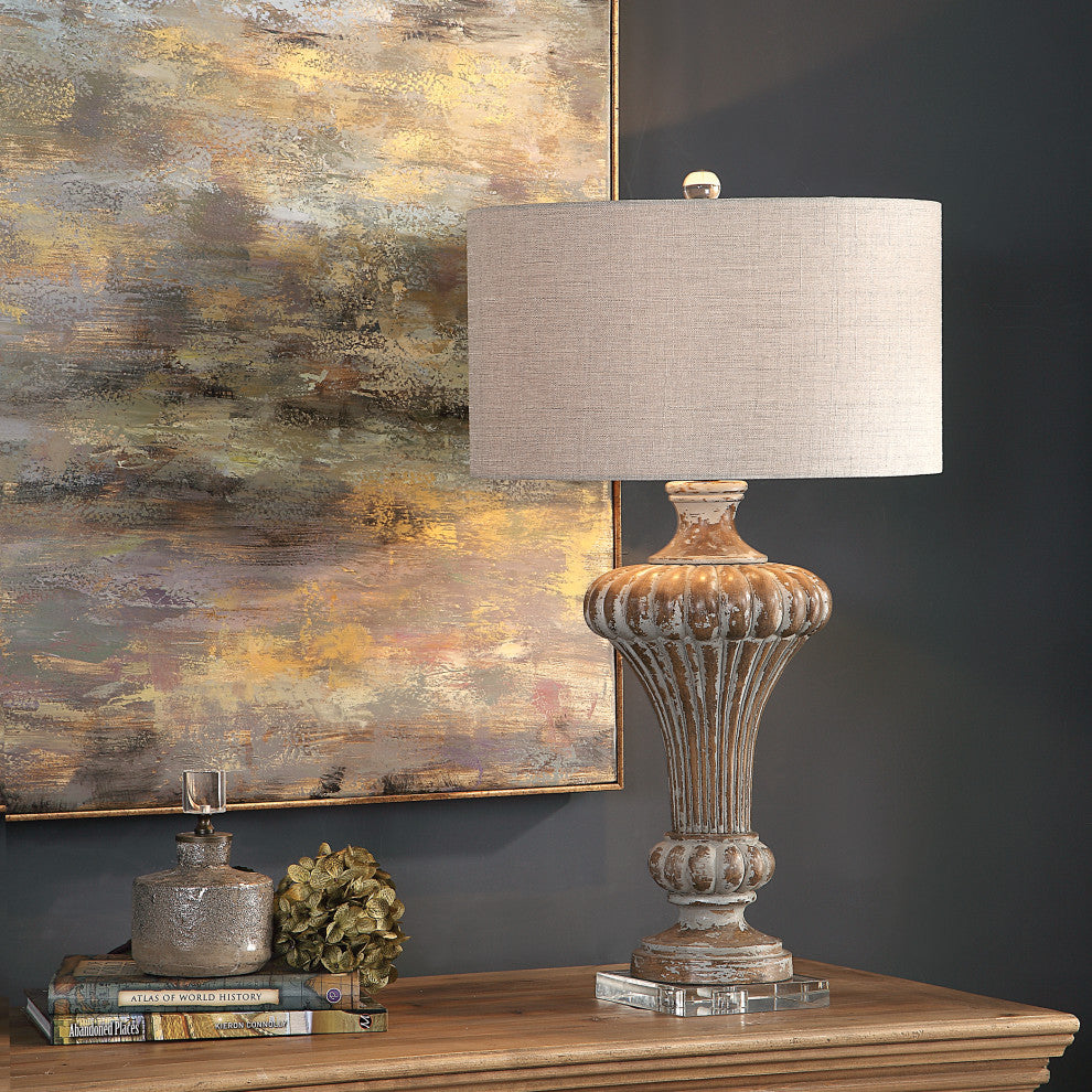 New Uttermost Treneece Aged Pecan Lamp