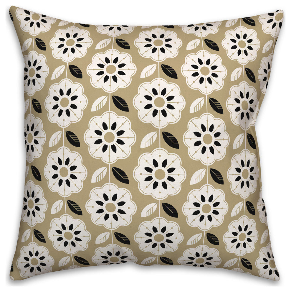 Mod Gold Flower 18x18 Spun Poly Pillow