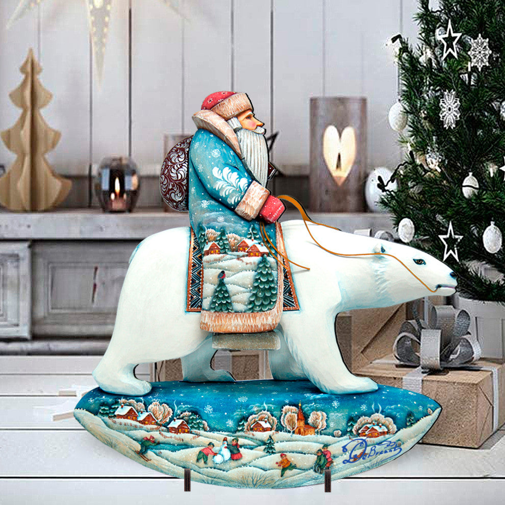 Polar Bear Santa Free Standing  Garden Decor