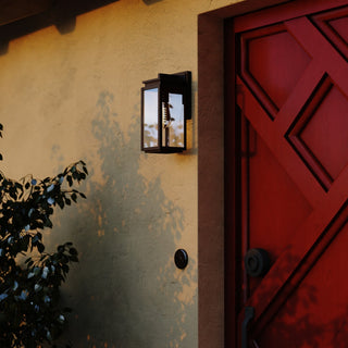 Uptown 1-Light Matte Black Transitional Outdoor Wall Lantern Clear Glass, 5"wx12.5"hx6"d