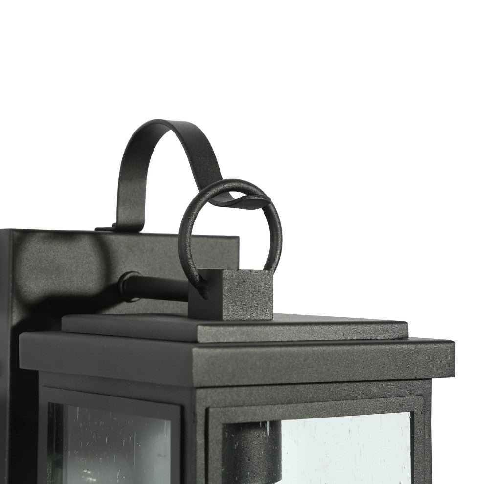 LNC 2pcs Modern 1-Light Black Outdoor Wall Light With Seeded Glass, Set of 2