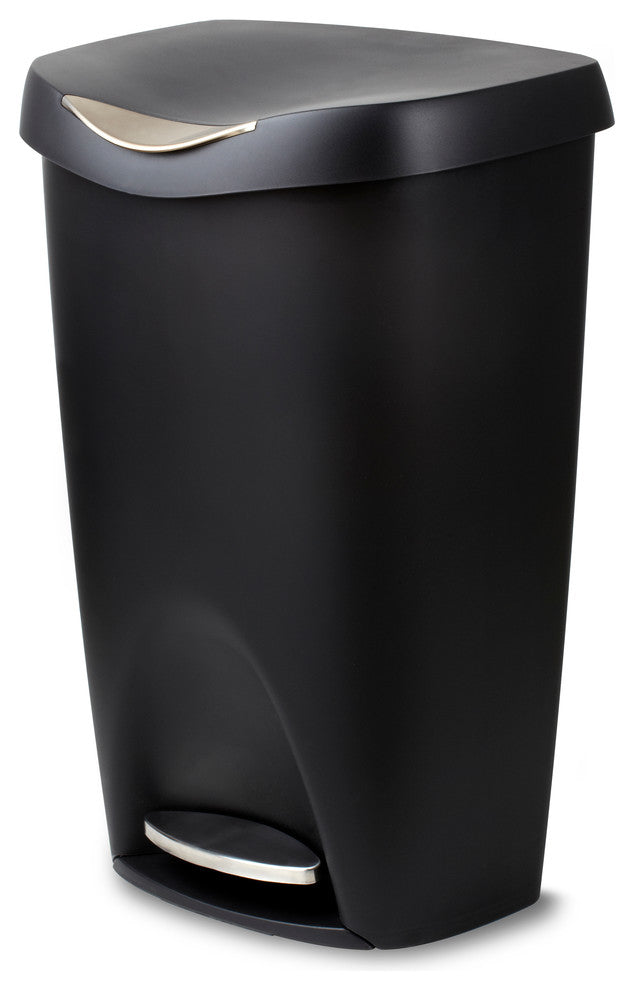 Umbra Brim 13 Gallon (50L) Trash Can With Lid, Black/Nickel