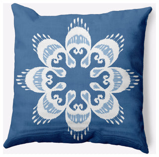 Ikat Mandala Decorative Throw Pillow, Mid Blue, 18x18"