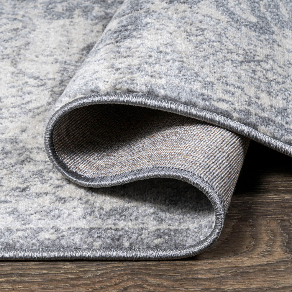 Modern Persian Medallion Gray/Ivory 5' Square Area Rug