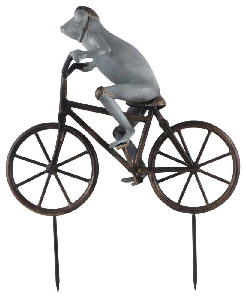 SPI Home Frog on Bicycle Garden Sculpture
