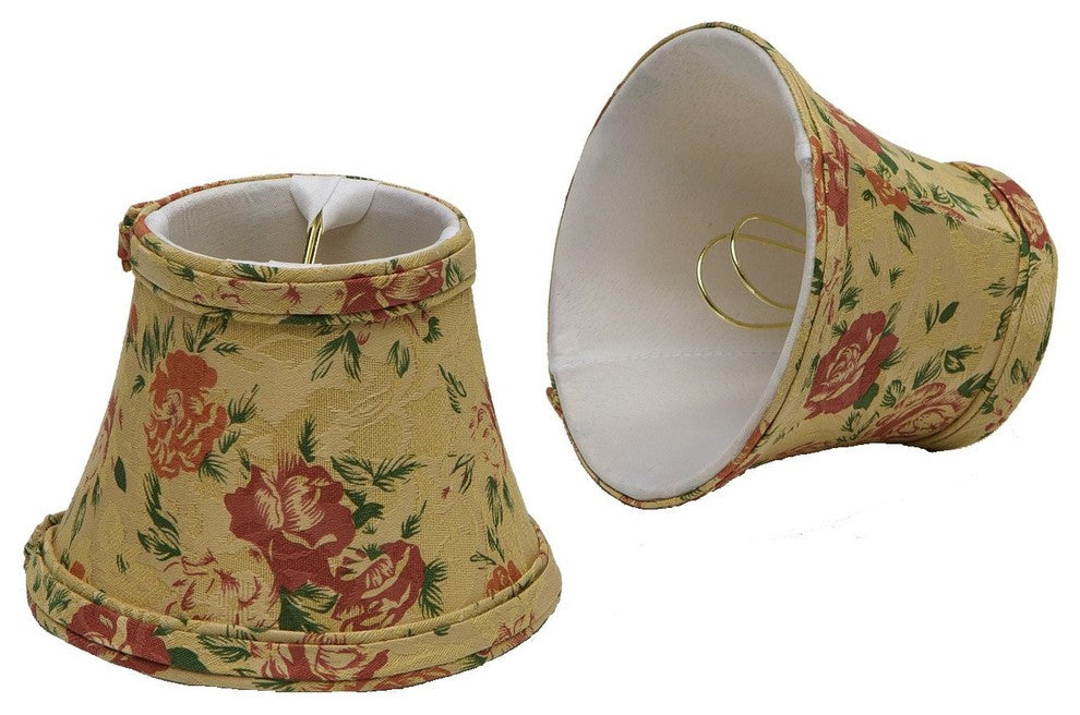 30005-2 Small Bell  Chandelier Clip On Lamp Shade Floral Print 3"x5"x4"