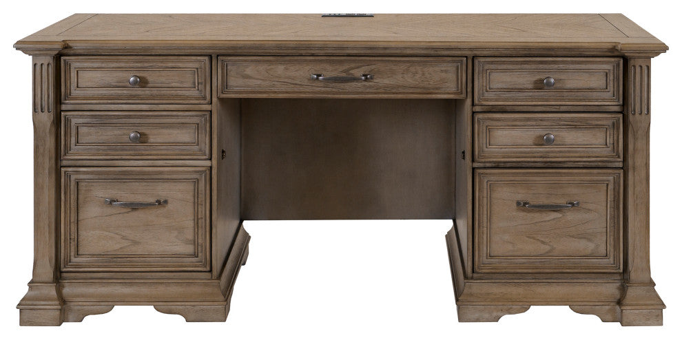 Traditional Credenza Wood Office Desk Writing Table Light Brown